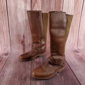 Teva Womens 7.5 De La Vina Dos Tall Boots Brown Leather Zip Waterproof 1017143